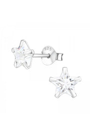 Sterling Silver Star 6mm Ear Studs With Cubic Zirconia - SS