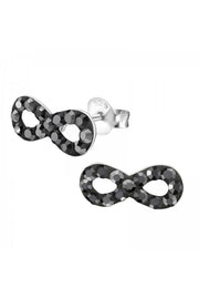 Sterling Silver Infinity Ear Studs With Crystal - SS