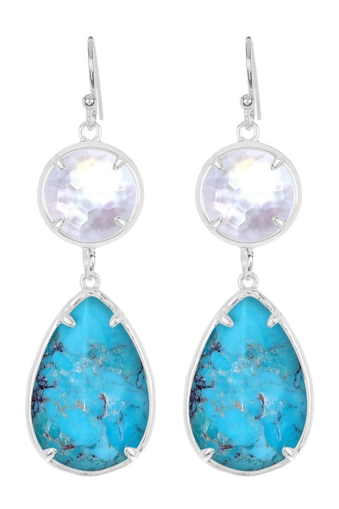 Turquoise With Pearl Drop Earrings - SF