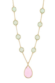 Amazonite & Rose Crystal Pendant Necklace - GF