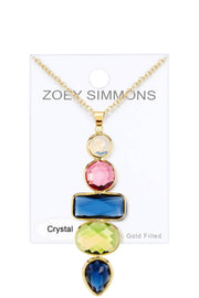 London Blue Crystal & Mixed Crystal Pendant Necklace - GF