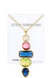 London Blue Crystal & Mixed Crystal Pendant Necklace - GF