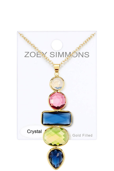 London Blue Crystal & Mixed Crystal Pendant Necklace - GF