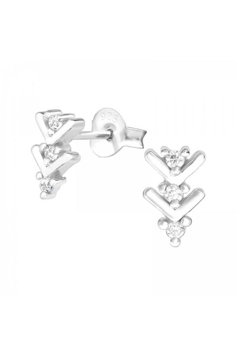 Sterling Silver Arrow Ear Studs With Cubic Zirconia - SS