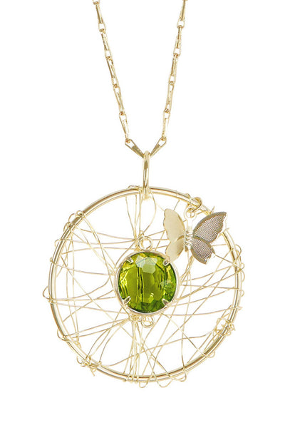 Peridot Crystal Dreamcatcher Necklace - GF