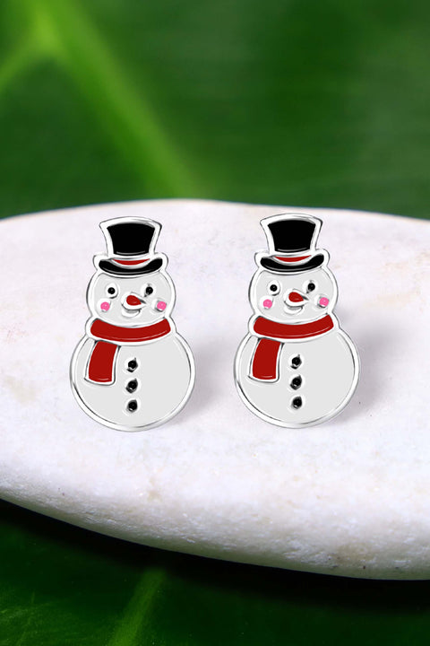 Sterling Silver Snowman Stud Earrings - SS