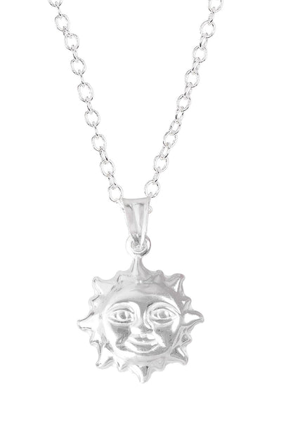 Sterling Silver Small Sun Pendant Necklace - SS