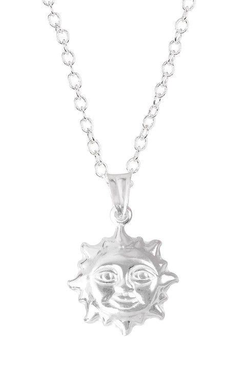Sterling Silver Small Sun Pendant Necklace - SS