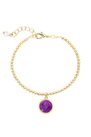 Amethyst Beaded Charm Bracelet - GF