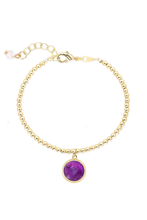 Amethyst Beaded Charm Bracelet - GF