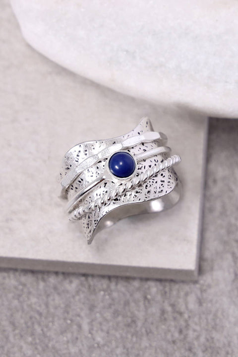 Lapis Wave Edge Spinner Ring - SF