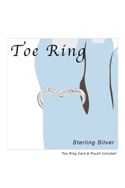 Sterling Silver Adjustable Toe Ring With Crystal - SS