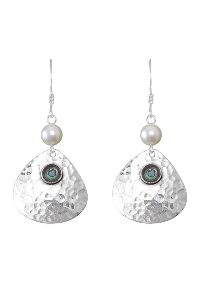 Abalone & Hammered Drop Earrings - SF