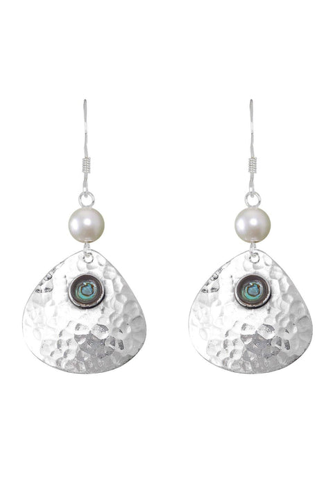 Abalone & Hammered Drop Earrings - SF