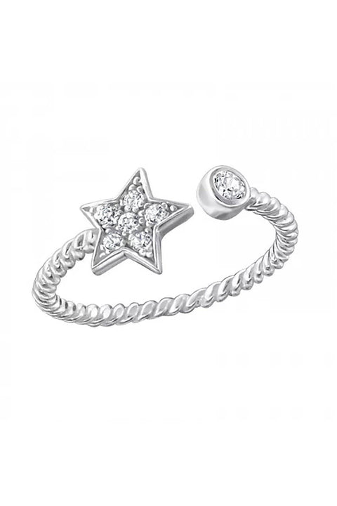 Sterling Silver Shooting Star Ring With CZ - SS