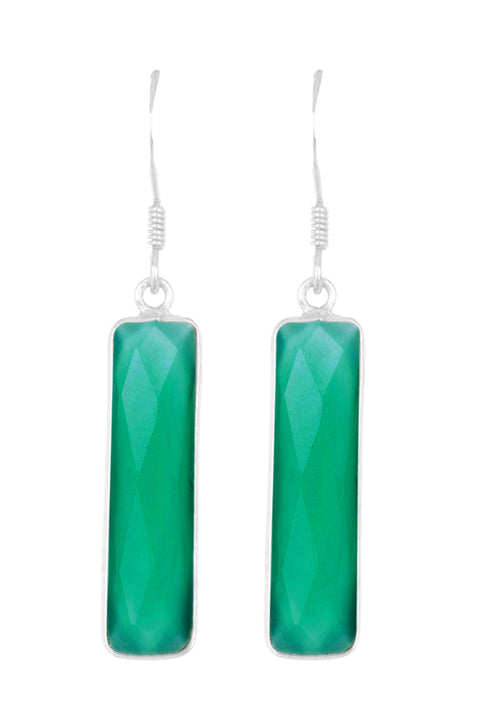 Green Onyx Bar Drop Earrings - SF