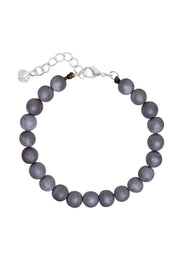 Gray Druzy Quartz Beaded Bracelet - SF