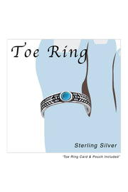 Sterling Silver Round Adjustable Toe Ring With Sodalite - SS