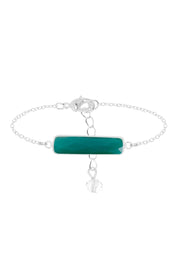 Green Onyx Bar Link Bracelet - SS