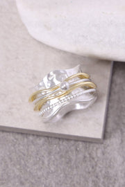 Two-Tone Wave Spinner Ring - SF