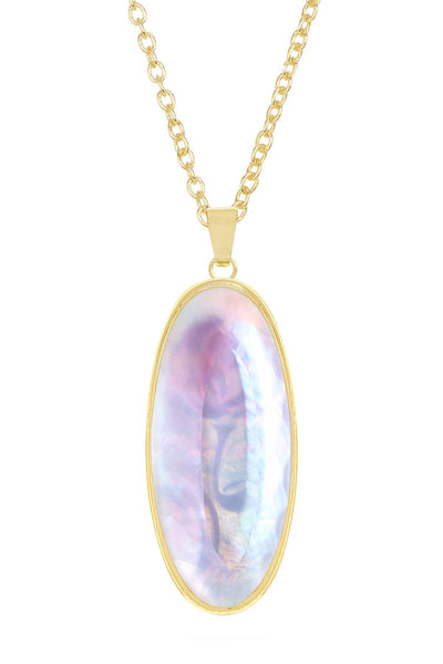 Mother Of Pearl Oval Pendant Necklace - GF