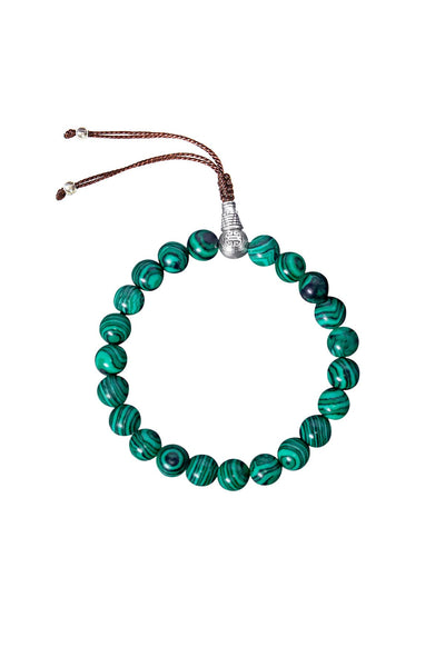 Malachite Mala Prayer Beaded Adjustable Bracelet - SF