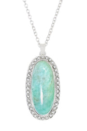 Amazonite Halo Pendant Necklace - SF