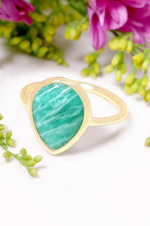 Amazonite Teardrop Ring - GF