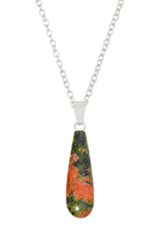 Unakite Teardrop Pendant Necklace - SF