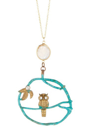 Perched Owl Pendant Necklace - GF