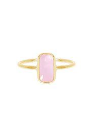 Rose Quartz Petite Rectangle Ring - GF