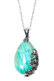 Amazonite Floral Pendant Necklace - SF