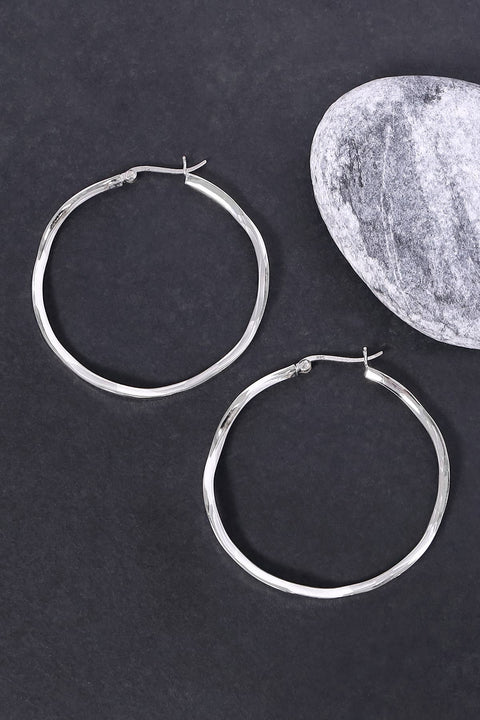 Sterling Silver Freeform Hoop Earrings - SS