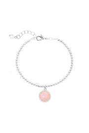 Rose Quartz Beaded Charm Bracelet - SF