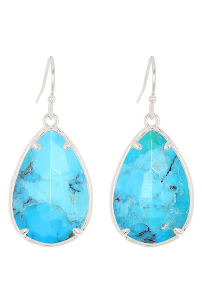 Turquoise Fancy Cut Drop Earrings - SF