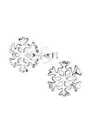 Sterling Silver Snowflake Post Earrings - SS
