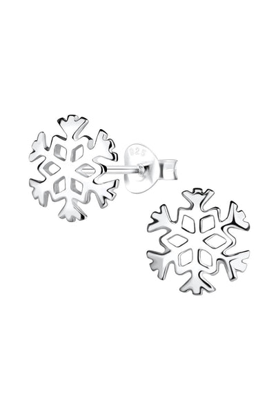Sterling Silver Snowflake Post Earrings - SS