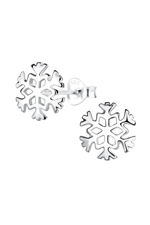 Sterling Silver Snowflake Post Earrings - SS