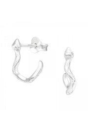 Sterling Silver Snake Half Hoop Ear Studs - SS