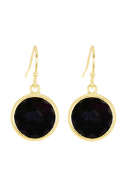 Black Onyx Fancy Cut Round Earrings - GF