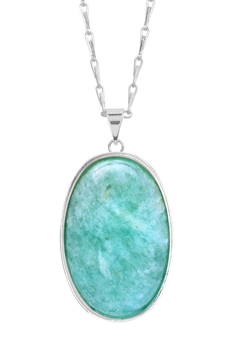 Amazonite Cabochon Pendant Necklace - SF