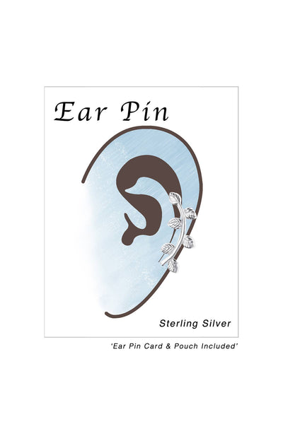Sterling Silver Leaf Ear Pin - SS