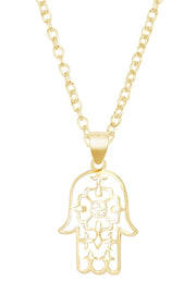 14k Gold Plated Hamsa Pendant Necklace - GF