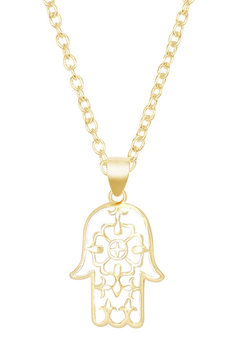 14k Gold Plated Hamsa Pendant Necklace - GF