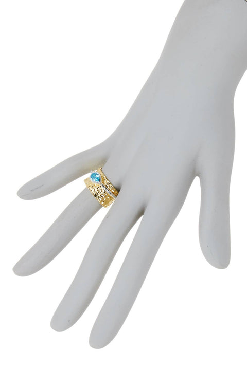 Blue CZ & Two-Tone Spinner Ring - GF