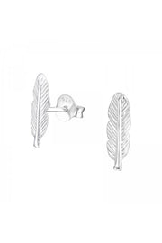 Sterling Silver Feather Ear Studs - SS