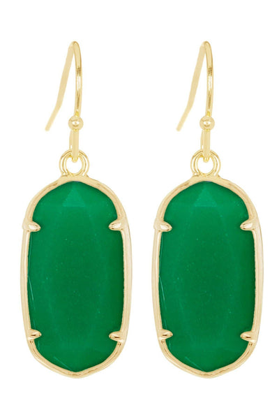 Green Chancedony Crystal Drop Earrings - GF
