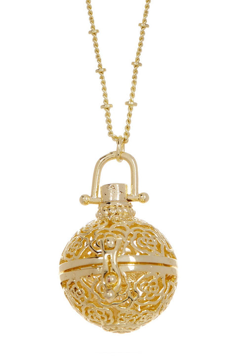 Round Locket With Hidden Crystal Necklace - GF