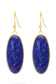 Lapis Oval Drop Earrings - GF