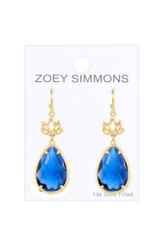 London Blue Crystal & Lotus Drop Earrings - GF